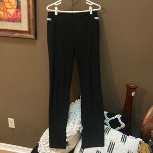 INC black pants with front zipper . Diamondelle detail in front/back waistband